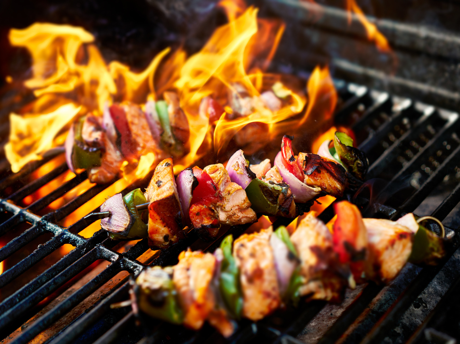chicken kabobs on the barbeque