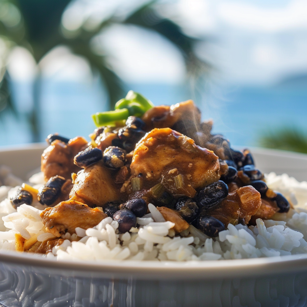 Cuban chicken with black beans and rice