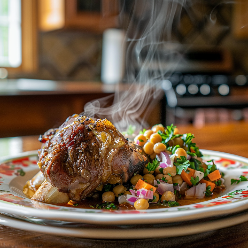 Roasted lamb shank with Chermoula suace